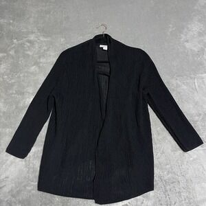 Coldwater Creek Cardigan Womens Medium Knit Open Front Black Stretchy